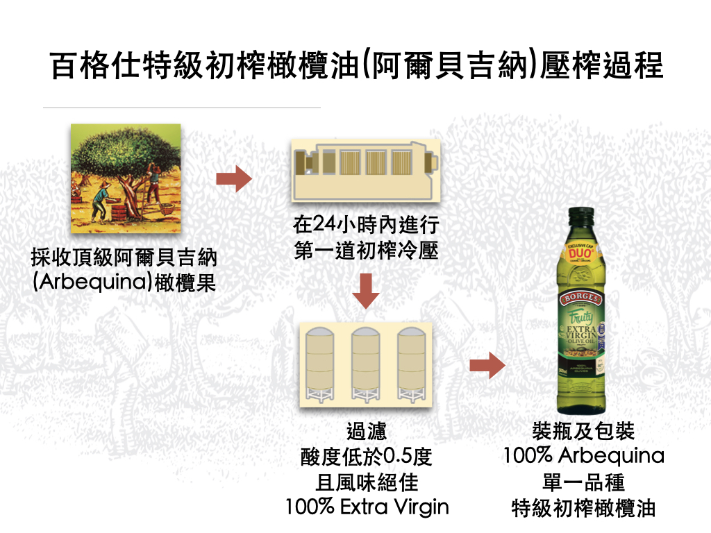百格仕特級初榨橄欖油(阿爾貝吉納Arbequina)壓榨過程